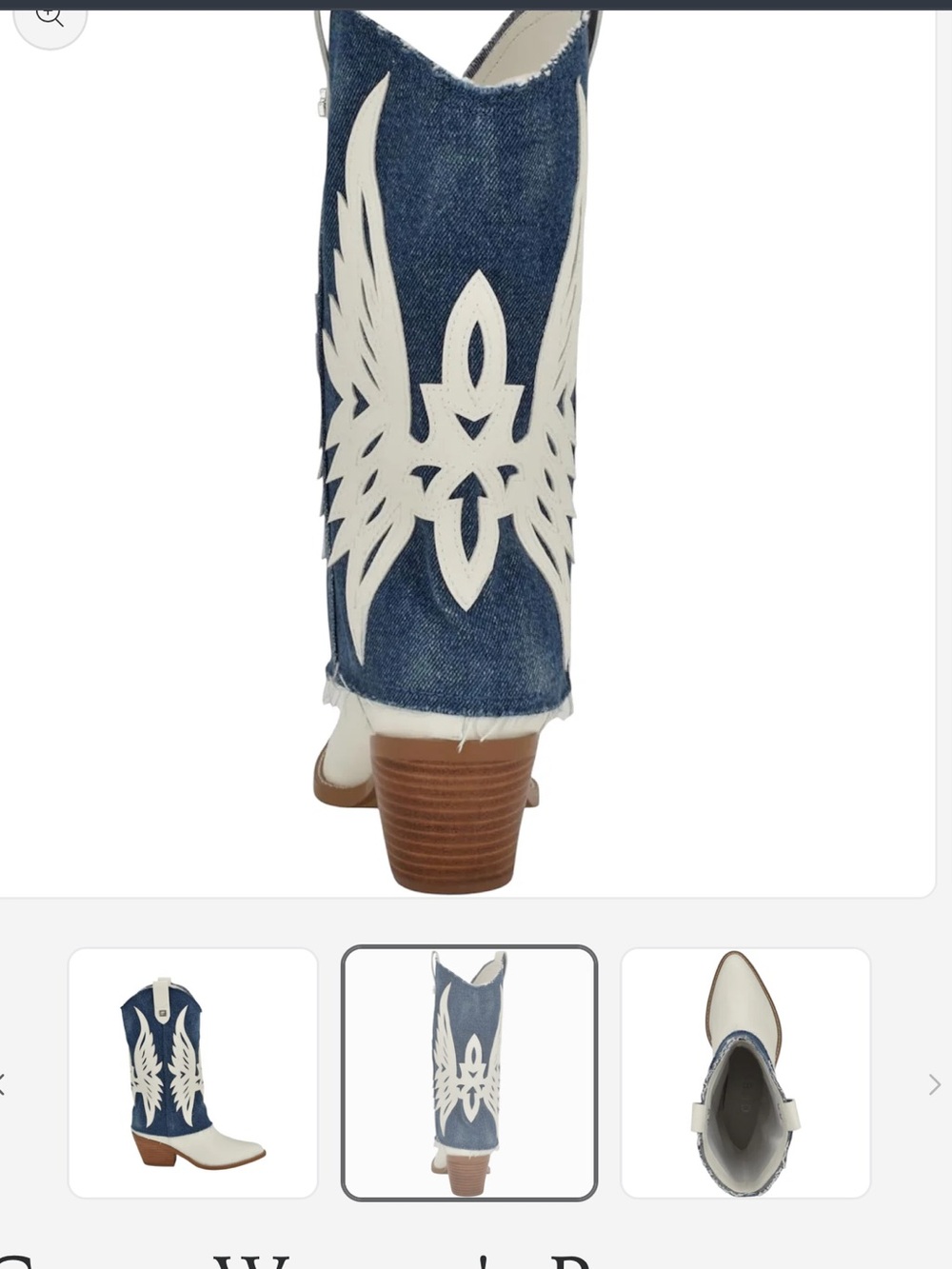 Guess White and Blue Denim Western Cowboy Boots - Picture 5 of 6